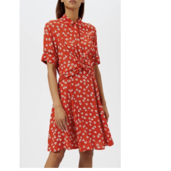 Ganni Dresses & Skirts - Ganni Red and Floral Collared Dress XS (US 2) NWOT